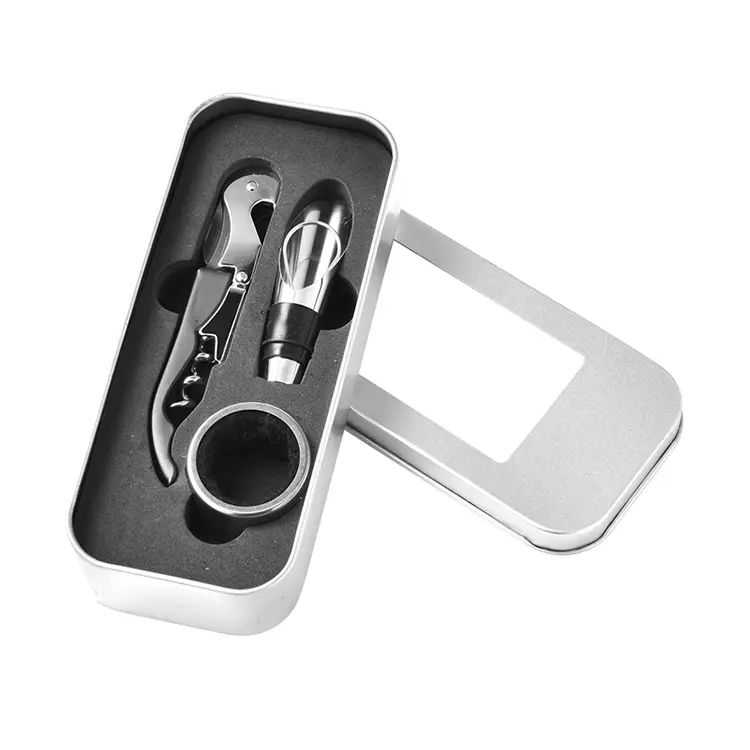 3st vintillbehör med Window Tin Box Wine Set